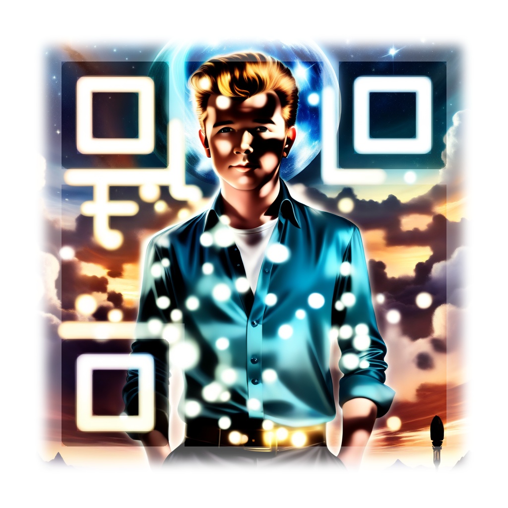An artistic QR Code of Rick Astley
